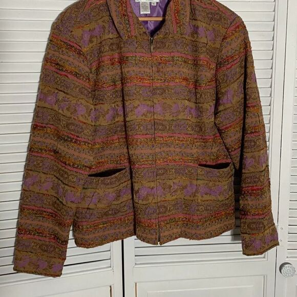 Coldwater Creek Pastel Tapestry Zip Up Jacket XL - Picture 2 of 16